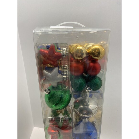 Holiday Home 60 Count Shatterproof Ornaments In Acetate Gift Box Multi Color - Picture 2 of 6